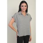 Kadın Polo Yaka Apoletli Gömlek - Gri - 2XL