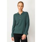 Kadın Polo Yaka Yakası ve Kolu Düğmeli Bluz Yeşil - 2XL
