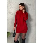 Kadın Ponpon Desenli Balıkçı Yaka Triko Tunik 5211 - Kırmızı - Standart