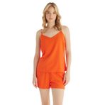 Kadın Premium Ekovero İnce Askılı Şortlu Mercan Pijama Takımı C1T3N5O06 MERCAN XL