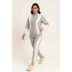 Kadın Premium Parçalı Eşofman Takım - Dik Yaka Fermuarlı Sweatshirt - Gri