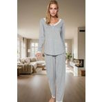 Kadın Puantiyeli Dantelli Pijama Takımı Rahat Pamuklu Örme Kışlık Şık Görünüm Dayanıklı Malzeme
