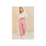 Kadın Pudra Beli Lastikli Bol Paça Salaş Yazlık Pantolon AEROBIN-865829 - Pembe - 44