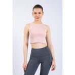 Kadın Pudra Pembe Fitilli Örme Crop Atlet - Pudra - Pembe