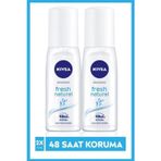 Kadın Pump Sprey Deodorant Fresh Natural 75Ml, Ter Kokusuna Karşı 48 Saat Koruma, Ferahlık, X2 Adet