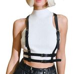 Kadın Punk bel kemeri, poliüretan deri, koşum kemeri, siyah, gotik yelek, kemer, ayarlanabilir vücut zinciri, kadınlar, kız çocukları için, kostümlü oyun, parti, çılgın kıyafet, cadılar bayramı kostümü, Stil 1, Ölçü Birimi