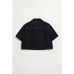Kadın Regular Fit Cepli Lacivert Crop Jean Gömlek