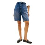Kadın Regular Fit Klasik Yaka Uzun Kollu Mavi Şort WW0WW48597-1A6