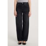 Kadın Regular Fit Tokalı Geniş Paça Baggy Jean Kot Füme Pantolon - 36