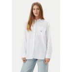 Kadın Relaxed Fit Cepli Esnek Poplin Gömlek - Beyaz - XS