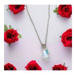kadın renk değiştiren kristal taşlı çelik kolye (Gümüş)