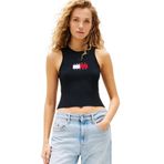Kadın Ribbed Slim Racerback T-Shirt - Siyah