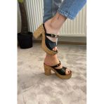 Kadın Rina Siyah 10 cm Platfom Topuklu Mantar Taban Terlik & Sandalet K-840