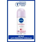 Kadın Roll-on Deodorant Fresh Cherry 50ml, Gün Boyu Ferahlık, Kiraz Kokusu, 48 Saat Ter Koruması