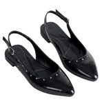 Kadın Rugan Slingback Babet, Sivri Burun, 1 cm Topuk, Termo Taban, Pad'li İç Taban, Günlük Konforlu Ayakkabı (Siyah, EU Ayakkabı Beden Sistemi, Yetişkin, Kadın, Sayısal, Orta, 38)