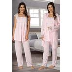 Kadın Sabahlıklı Hamile Pijama Takımı (Pembe/M)-EN2301EF-19804IGP254974