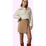 Kadın Sarong Siluetli Mini Etek Kemer Detayı ile Şık ve Rahat Günlük Kullanım Modern Tasarım - Camel - 34