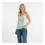 Kadın Saten Sırtı Dantelli Askılı Top Bluz BB2309 (Yeşil)