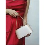 Kadın Saten Ten Nude Abiye Clutch Portföy Zincir Askılı El Düğün Nişan Gece Omuz Çantası - Bej
