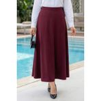 Kadın Scuba Kumaş Bordo Kloş Etek - 46