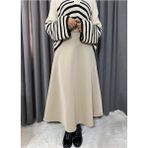 Kadın Scuba Kumaş Puf Kloş Tesettür ve Günlük Etek BOY:94-95CM - Krem - XL