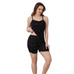 Kadın Seksi Askılı Gecelik Şık Transparan Beyaz Kalpli Pijama Şortlu Kısa Mini Şortlu Seksi Gecelik (Siyah, XL)