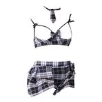 Kadın seksi kız öğrenci kıyafetleri ekose kolej pileli etek Cosplay iç çamaşırı okul kızı JK üniforması (6912 siyah)