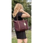 Kadın Şeritli Shopper El ve Omuz Çantası - Bordo