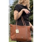 Kadın Şeritli Shopper El ve Omuz Çantası - Taba