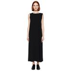 Kadın Shift Kalıp Aerobin Dokuma Düz Maxi Elbise Kolsuz Bisiklet Yaka Günlük Şıklık Sunuyor-Siyah-38