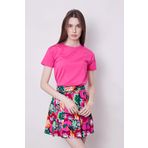 Kadın Sıfır Yaka Kırışmaz Span Karışımlı Şık Kısa Kol Likralı T-shirt Bluz-Fujya