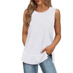 Kadın şifon Tank Top Yaz V Yaka Kolsuz T Shirt Büyük Boy Yaz Temel Yelek Bluz Fanila, beyaz, XL