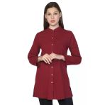 Kadın Şile Bezi Hakim Yaka Yazlık Tunik Bordo Brd 3Xl Bordo
