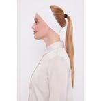 Kadın Silikonlu Kaymaz Dikişsiz Spor Saç Bandana Bone - Beyaz - Standart