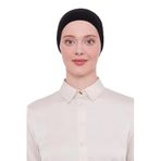 Kadın Silikonlu Kaymaz Dikişsiz Tesettür Saç Bandana Bone - Siyah