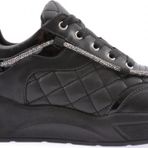 Kadın Silver Taş İp Detaylı Bağcıklı Sneakers Ayakkabı Siyah Kapitone 1232831