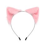 Kadın simülasyon kedi kulağı saç çember hayvan kulağı peluş şapkalar İnternet ünlü canlı tilki kulağı kafa bandı cosplay şapkalar (Pembe)
