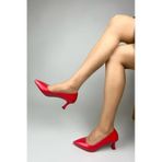 Kadın Sity Kırmızı Cilt 6 cm İnce Topuklu Stiletto