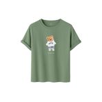 Kadın Siyah Baskılı Tişört – DARE YOU Teddy Bear – Dijital Baskı – Rahat Kesim (Çağla, XL)