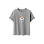 Kadın Siyah Baskılı Tişört – DARE YOU Teddy Bear – Dijital Baskı – Rahat Kesim (Gri, L)