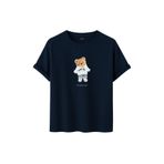 Kadın Siyah Baskılı Tişört – DARE YOU Teddy Bear – Dijital Baskı – Rahat Kesim (Lacivert, XL)