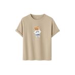 Kadın Siyah Baskılı Tişört – DARE YOU Teddy Bear – Dijital Baskı – Rahat Kesim (Taş, 2XL)