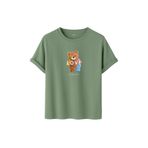 Kadın Siyah Baskılı Tişört – LOVE Colorful Teddy Bear – Dijital Baskı – Rahat Kesim (Çağla, L)