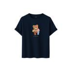 Kadın Siyah Baskılı Tişört – LOVE Colorful Teddy Bear – Dijital Baskı – Rahat Kesim (Lacivert, XL)