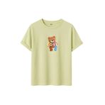 Kadın Siyah Baskılı Tişört – LOVE Colorful Teddy Bear – Dijital Baskı – Rahat Kesim (Sarı, M)