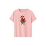 Kadın Siyah Baskılı Tişört – Teddy Bear Figürlü – Dijital Baskı – Rahat Kesim (Pudra, M)