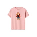 Kadın Siyah Baskılı Tişört – Teddy Bear Figürlü – Dijital Baskı – Rahat Kesim (Pudra, S)