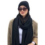 Kadın Siyah Bere Atkı Takım – Yumuşak Dokulu Kışlık Triko Şapka ve Uzun Atkı Seti, Günlük Kullanım, Soğuk Hava İçin Şık Kombin
