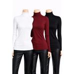 Kadın Siyah Beyaz Bordo 3'lü Uzun Kollu Body, siyah beyaz bordo, 2XL