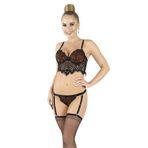 Kadın Siyah Dantel Brodeli Jartiyerli Fantazi Sütyen Takımı 10100, XS, T29500-STYTA144981